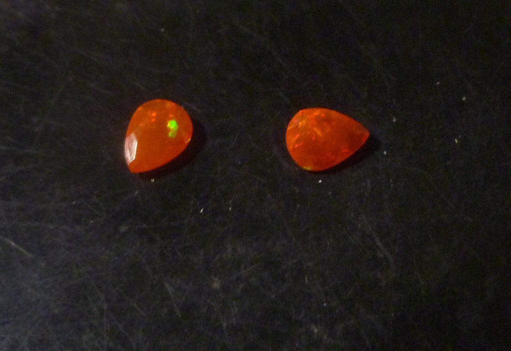 PAIR 8x6mm Firey Sunset Fanta Opal Gemstones Pear Cut Ethiopian Ethiopia 1.03 ct