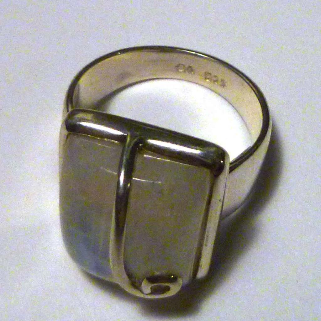 Minimalist Rainbow  Blue MOoNSToNE! Sterling SILVER .925 RING sz 8.5