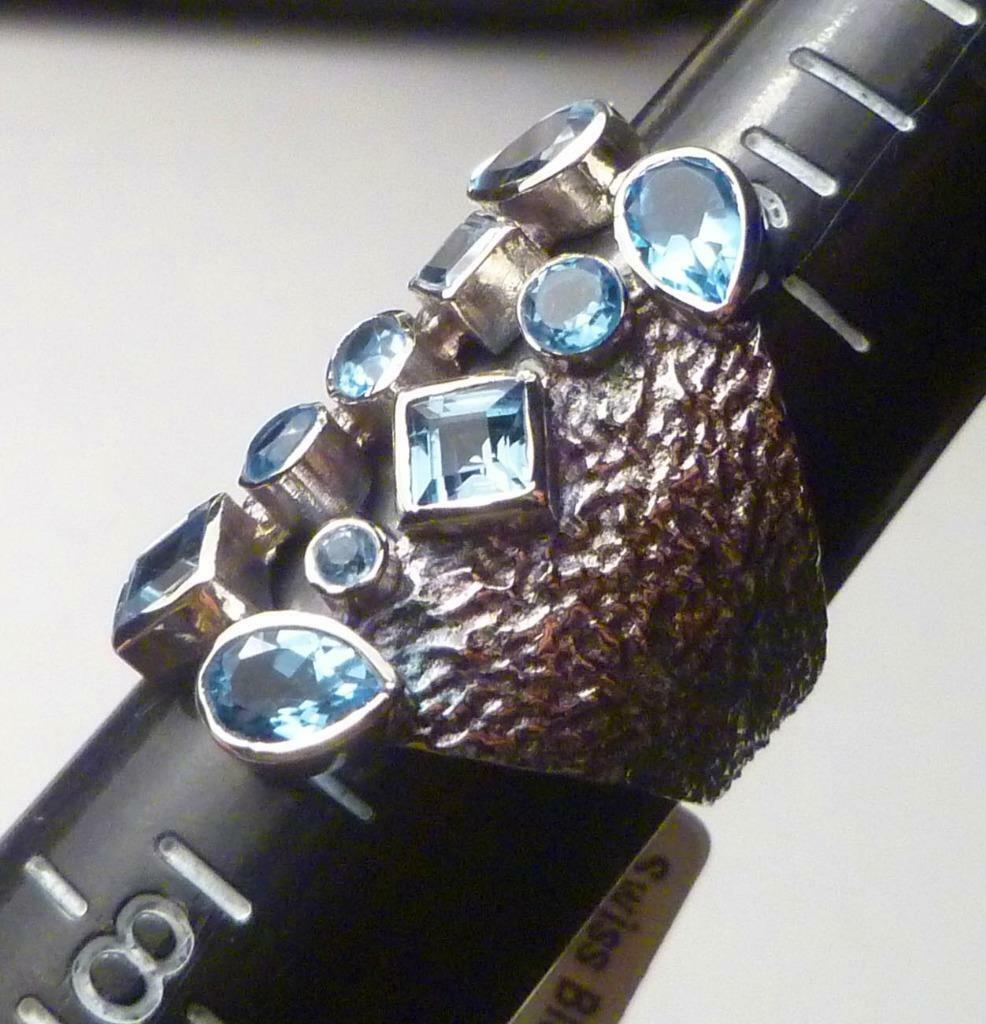 2.6 Carat Genuine SWISS BLUE TOPAZ .925 SILVER RING Sz7