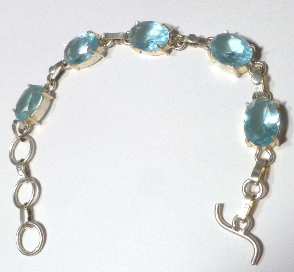 Minimalist BLUE TOPAZ bracelet Sterling Silver 925 7" inside