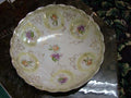 Antique Hand Painted Bowl Floral Design Gilded Gold Design