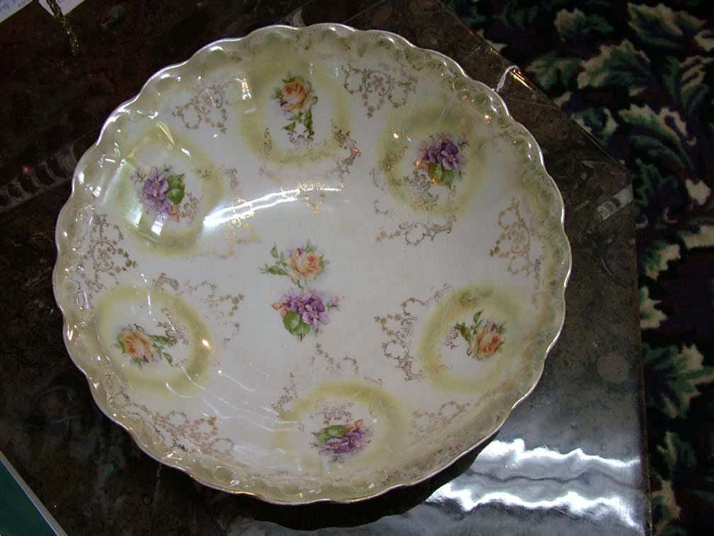 Antique Hand Painted Bowl Floral Design Gilded Gold Design