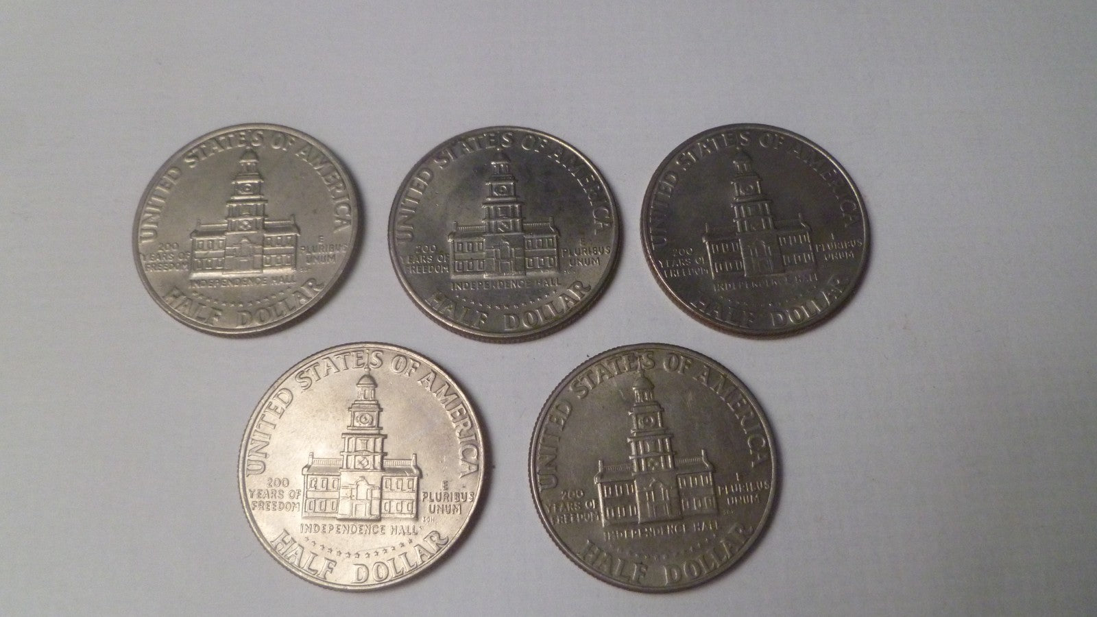 1776 - 1976  Bicentennial  Half  Kennedy  Dollar  (5 - Coin  Lot) historical