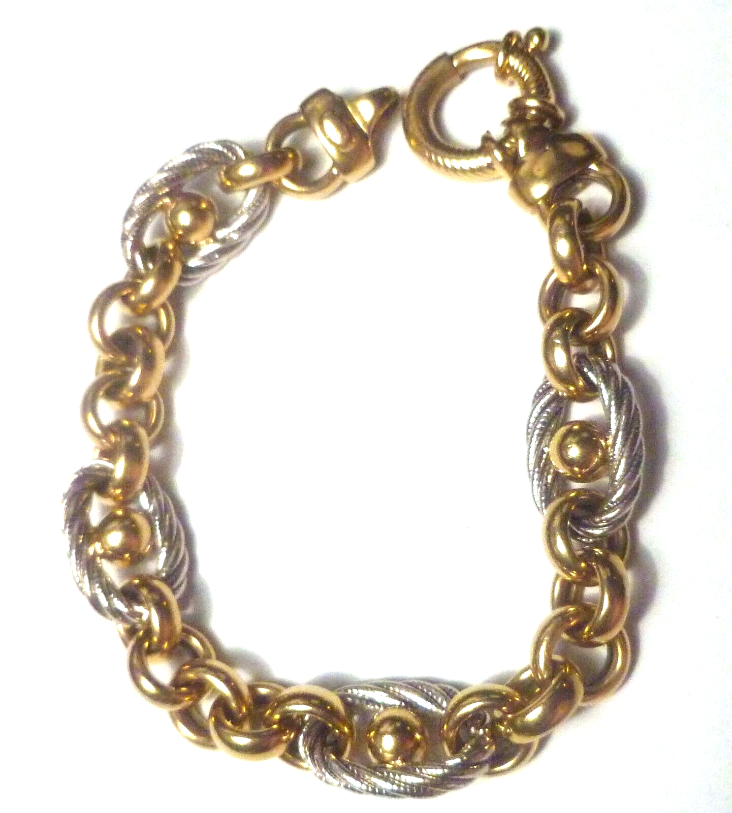 14k Yellow and White Gold Statement Bling Bracelet 22.37 grams 7.5" 16mm