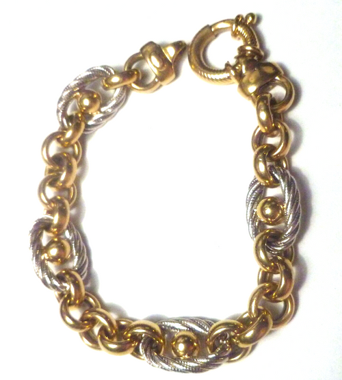 14k Yellow and White Gold Statement Bling Bracelet 22.37 grams 7.5" 16mm