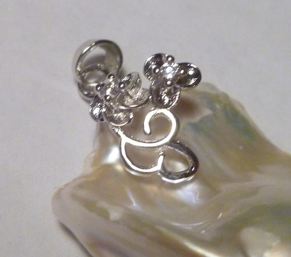 LARGE Metallic White Baroque Cultured Freshwater Pearl Enhancer Sterling Silver