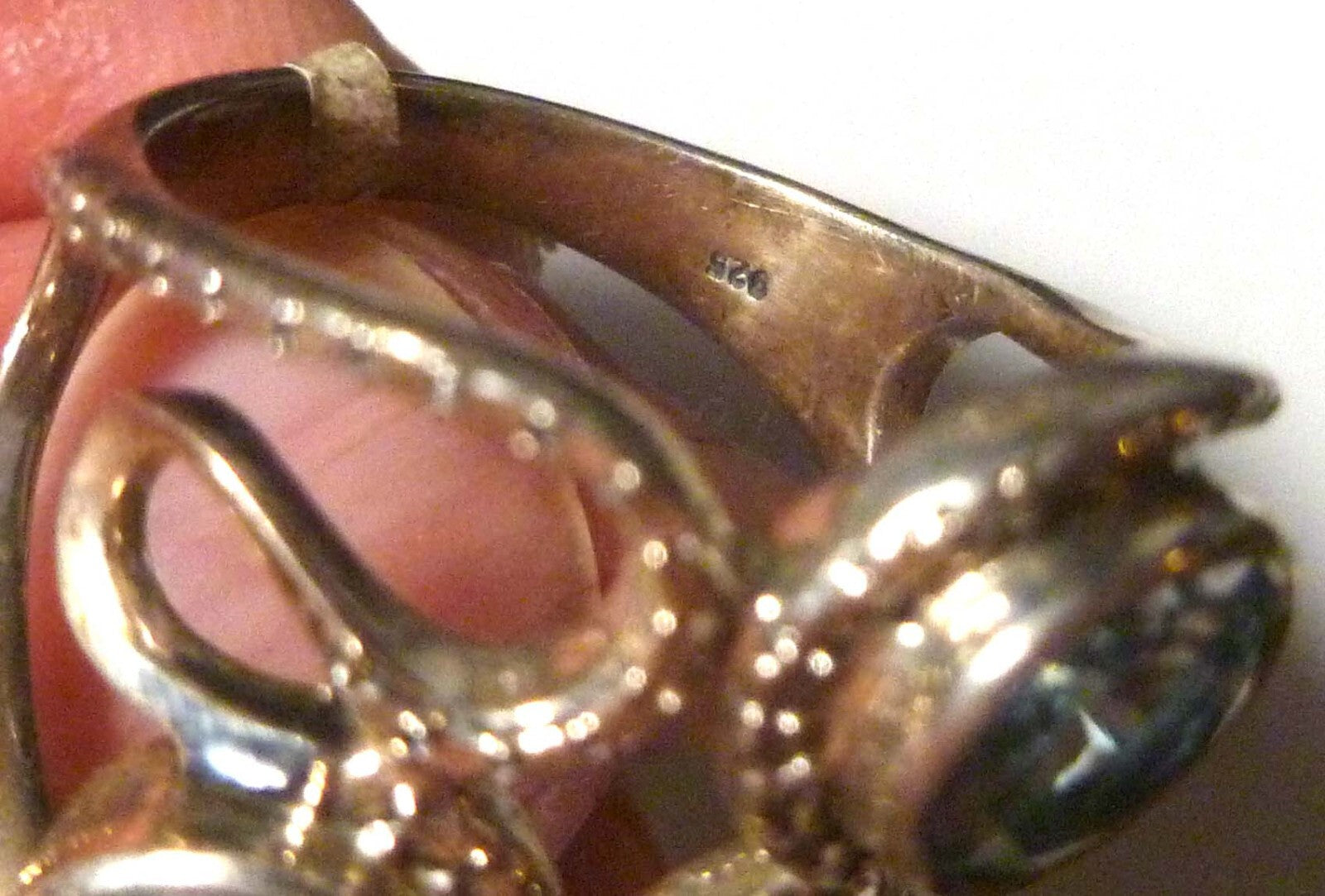 Blue TOPAZ RING Sterling Silver .925 Size 8 Double Topaz