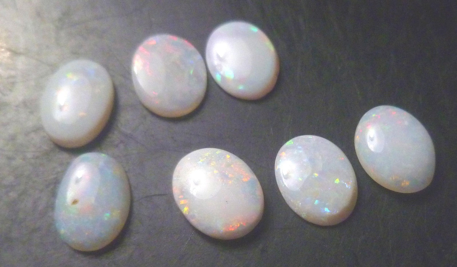 6x8 Lot of 7 Polished Australian White Opal Cabochons