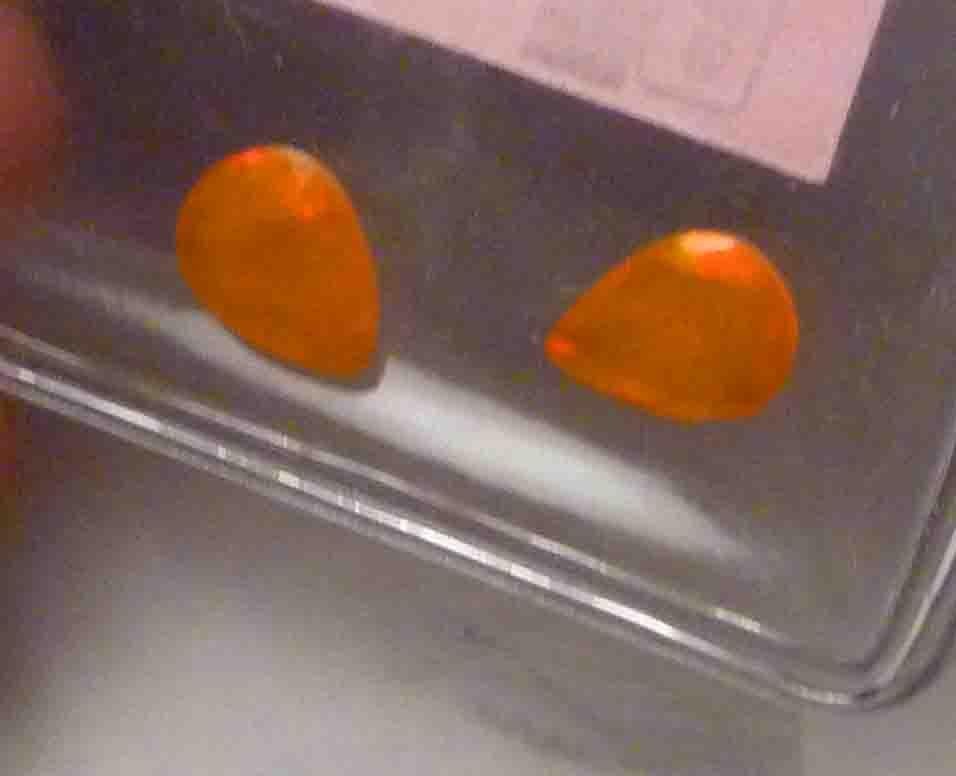Pair 8x6mm Firey Sunset Opal Gemstone Faceted Ethiopian Ethiopia 1.03cts