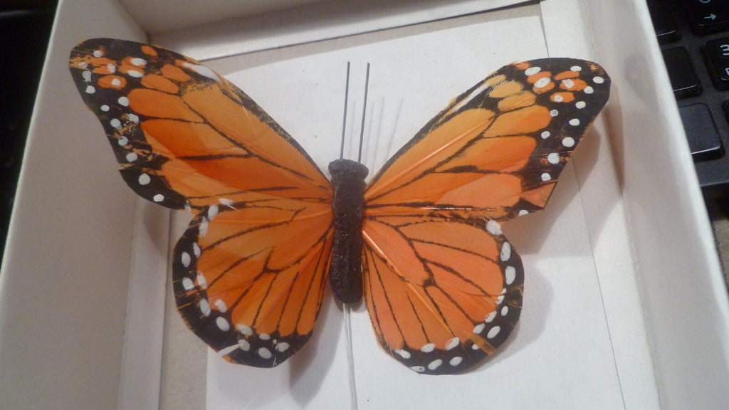 ONE Monarch Butterfly Decoration Feather Butterfly Picks Butterfly