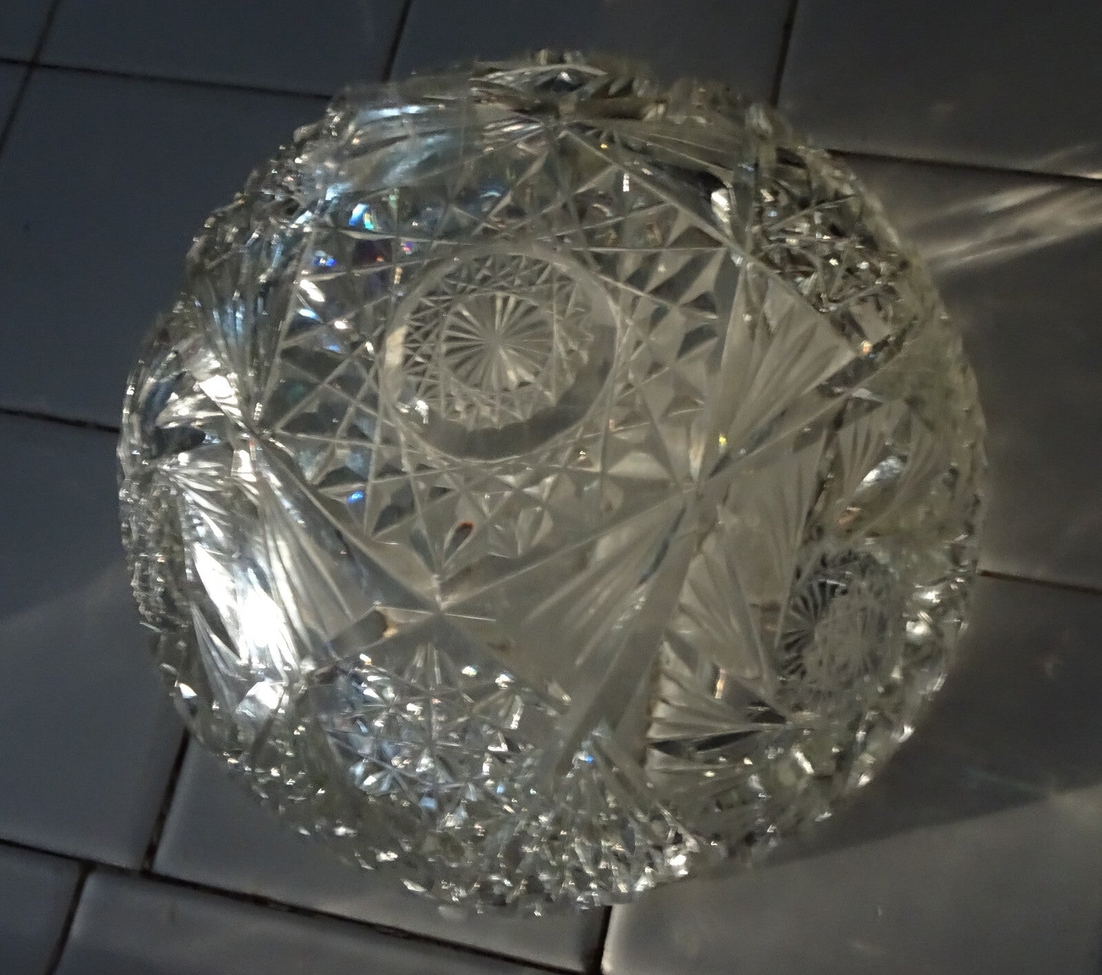 Lot of 3 American Brilliant Cut Glass ABP Decanter & 2 Bowls Circa 1900