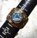 Sky Blue 9mm 7.07cts Topaz Ring 925 Sterling Silver Brass look of Gold Sz 9