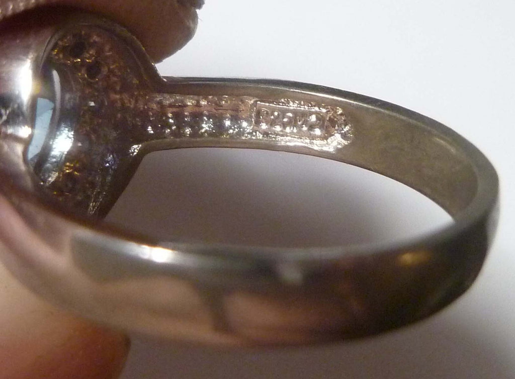 Blue TOPAZ RING Sterling Silver .925 & Size 8 White Topaz Accents