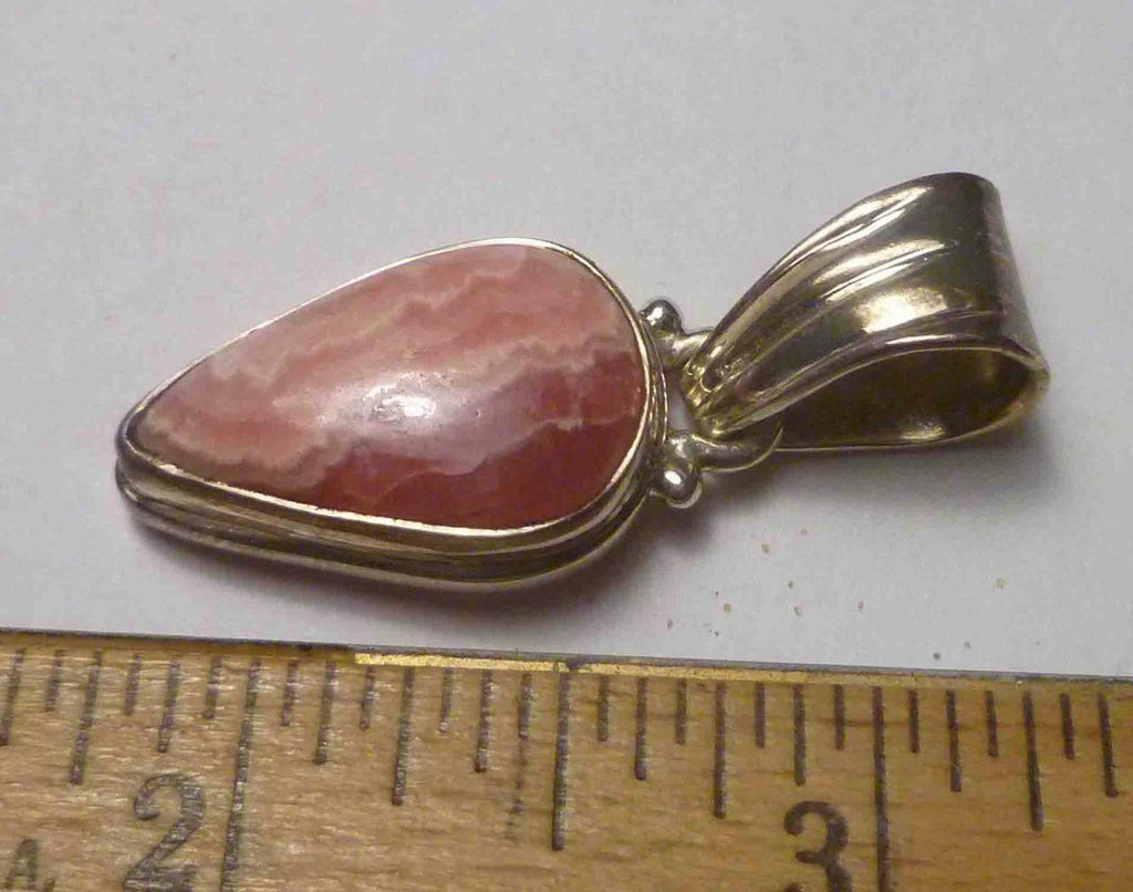 Minimalist DEEP PINK Gemmy RHODOCHROSITE 925 STERLING SILVER PENDANT