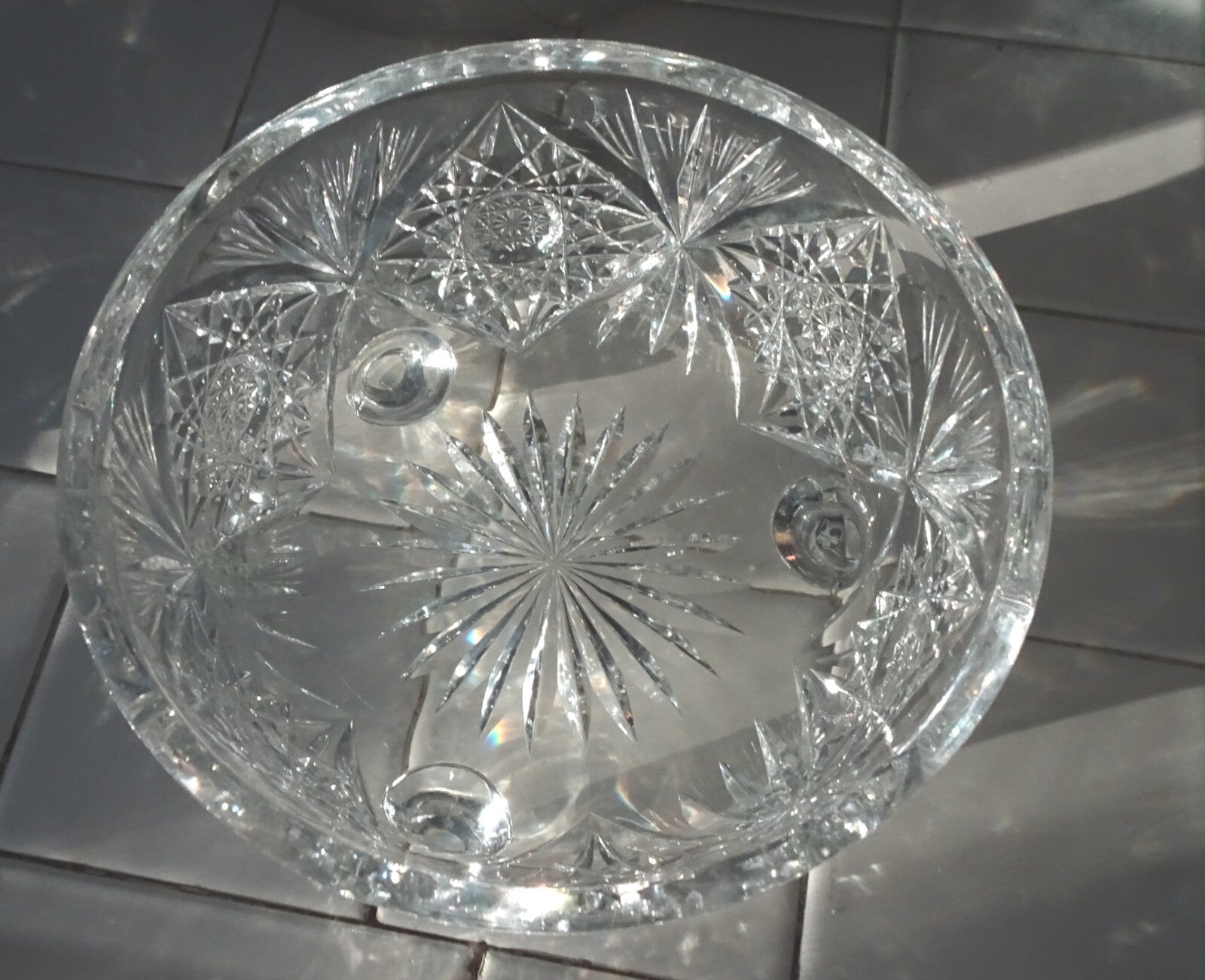 Lot of 3 American Brilliant Cut Glass ABP Decanter & 2 Bowls Circa 1900