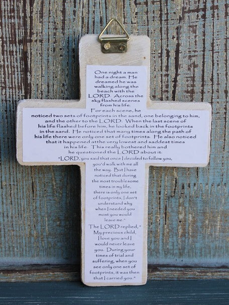 Footsteps in the Sand Cross Wall Plaque, Poem