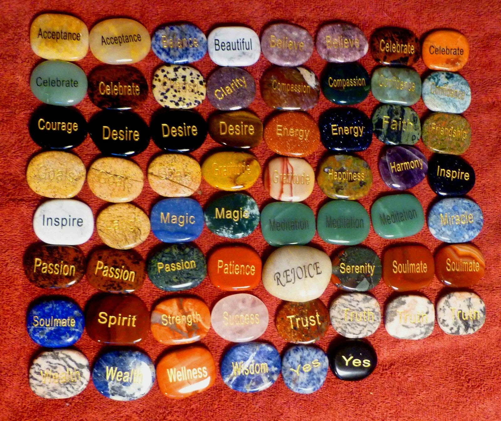 Word Stone(s) Engraved Imprinted Semi Precious Gemstone Inspiration Rocks 