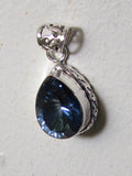 Brilliant Cut Blue Topaz 925 STERLING SILVER Pendant .925