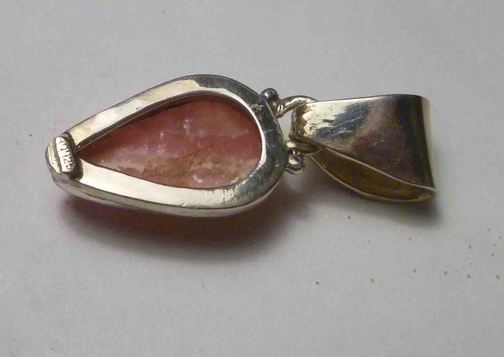 Minimalist DEEP PINK Gemmy RHODOCHROSITE 925 STERLING SILVER PENDANT