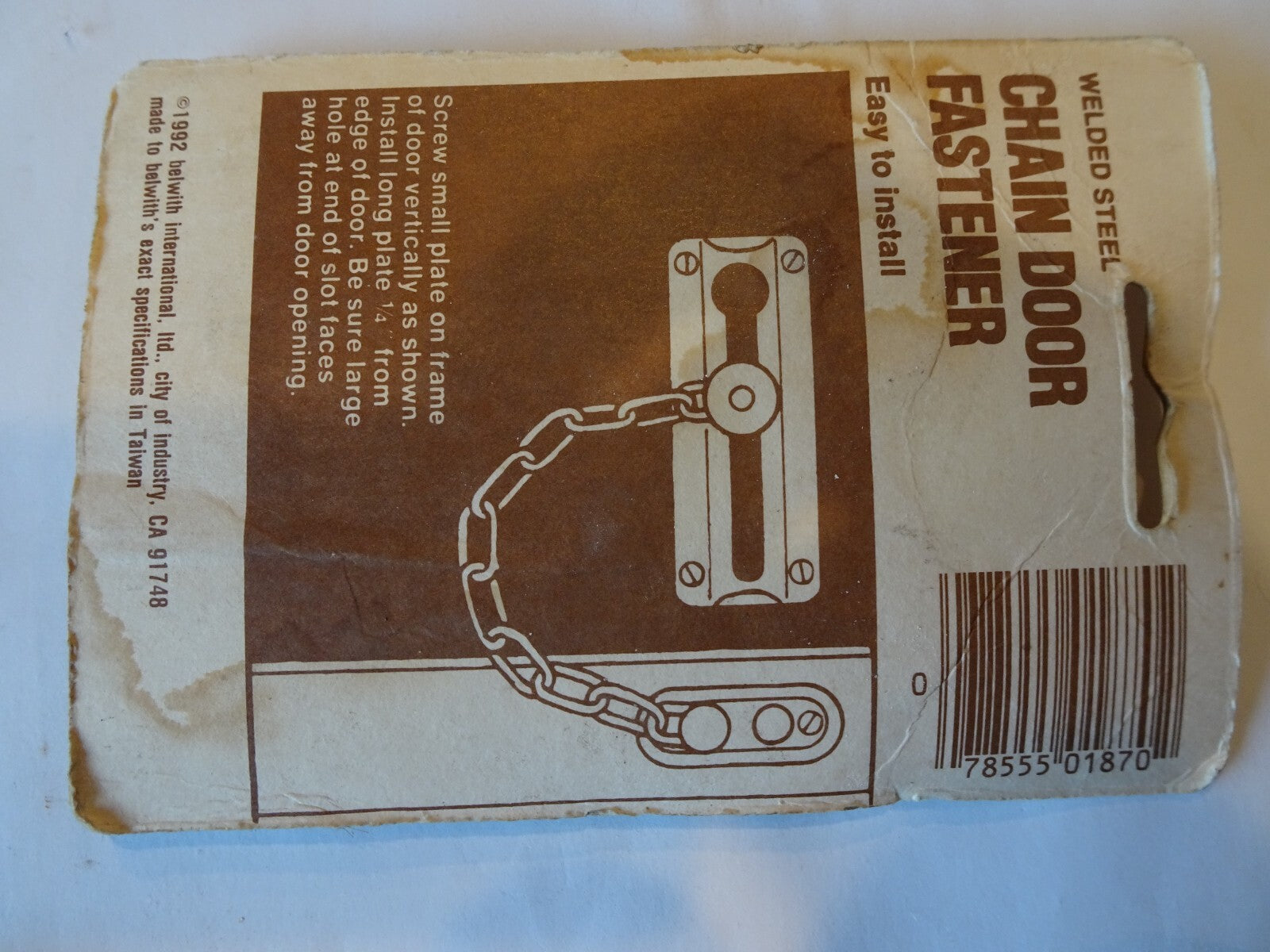 Belwith Brass Welded Steel Chain Door Lock Latch Security Bolt Vintage 1992