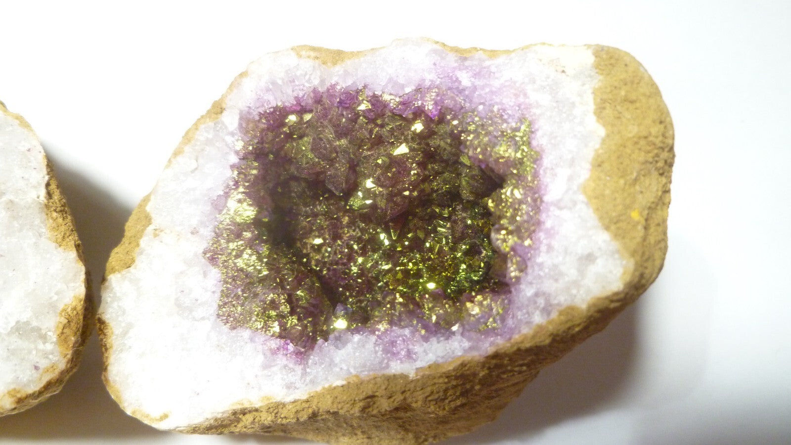 Purple GREEN GEODE DRUZY Both Halves AMAZING Colors