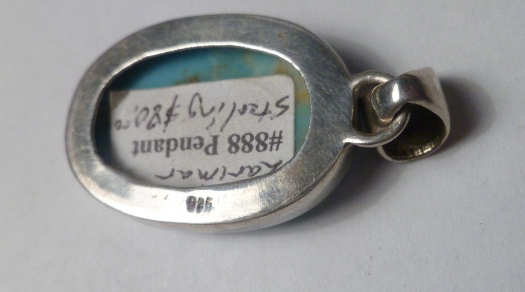 Minimalist Sterling Silver 925 Blue Bliss Larimar Oval Pendant
