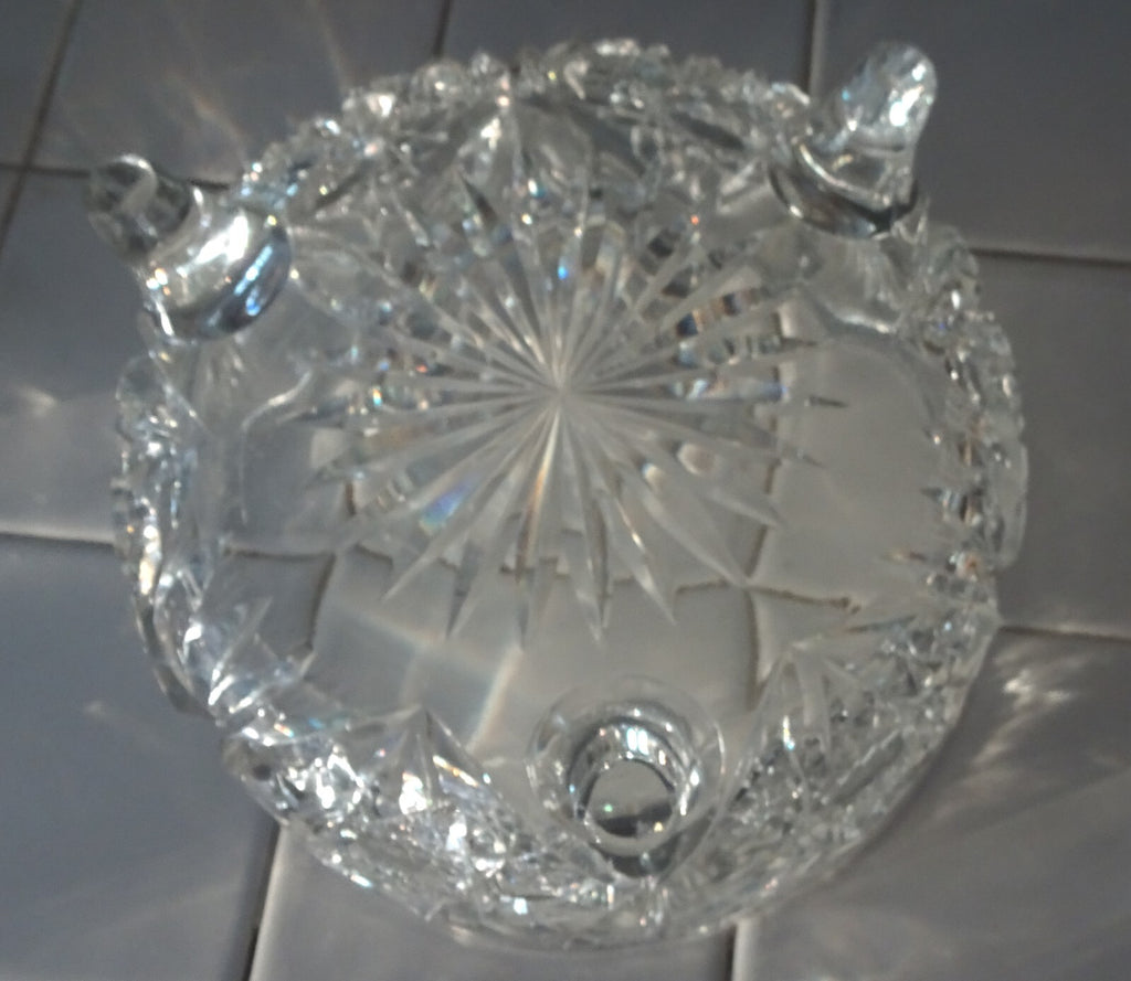 Lot of 3 American Brilliant Cut Glass ABP Decanter & 2 Bowls Circa 1900