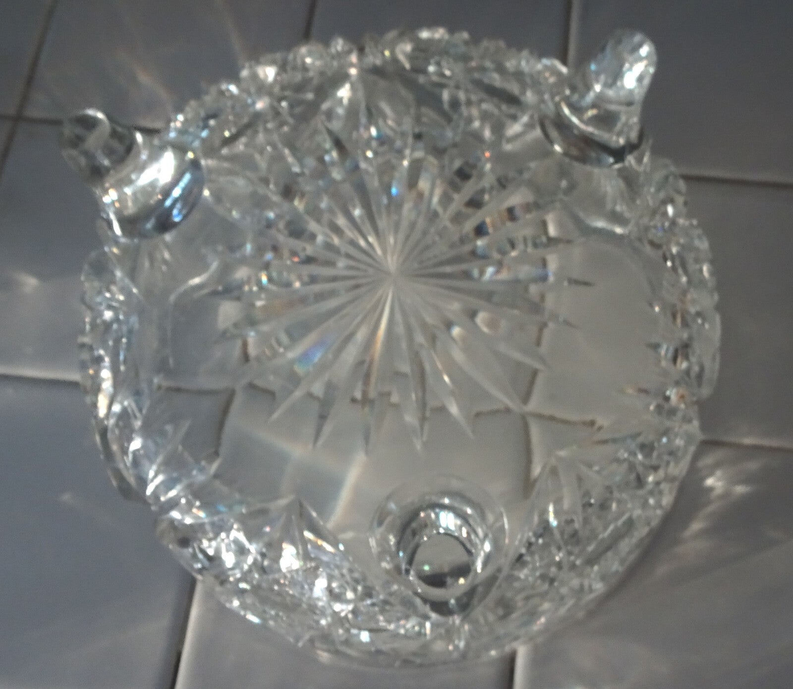 Lot of 3 American Brilliant Cut Glass ABP Decanter & 2 Bowls Circa 1900