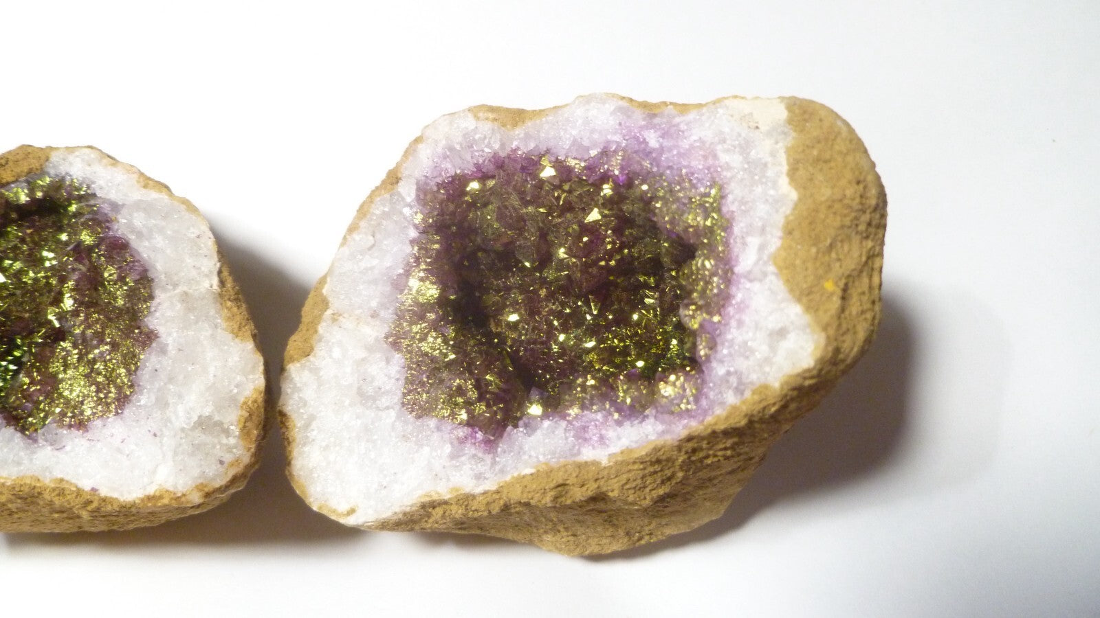 Purple GREEN GEODE DRUZY Both Halves AMAZING Colors