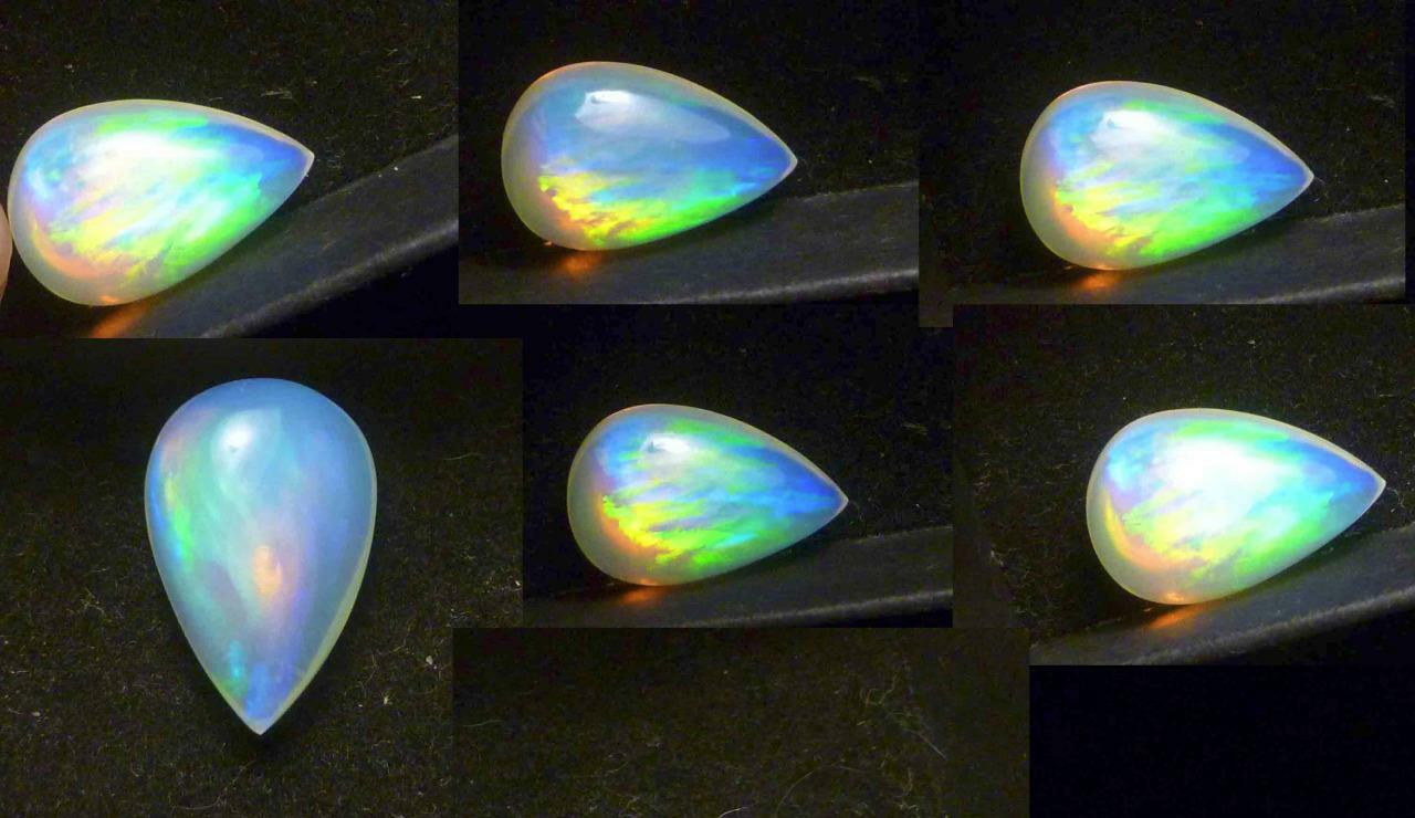 AAA+ Ethiopian Precious Crystal Welo Opal Teardrop Gemstone FLASH 7.0 carats Gem