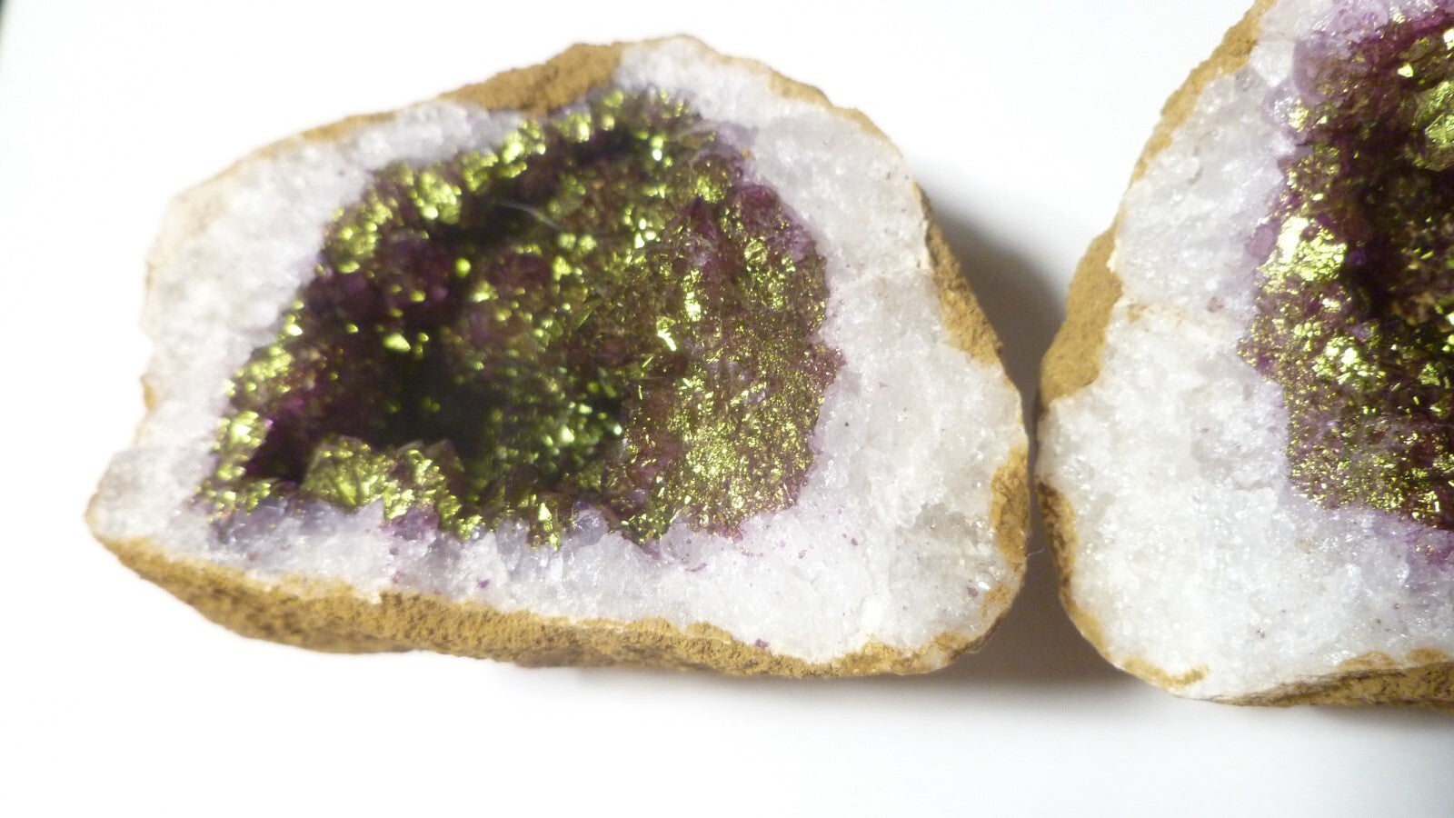 Purple GREEN GEODE DRUZY Both Halves AMAZING Colors