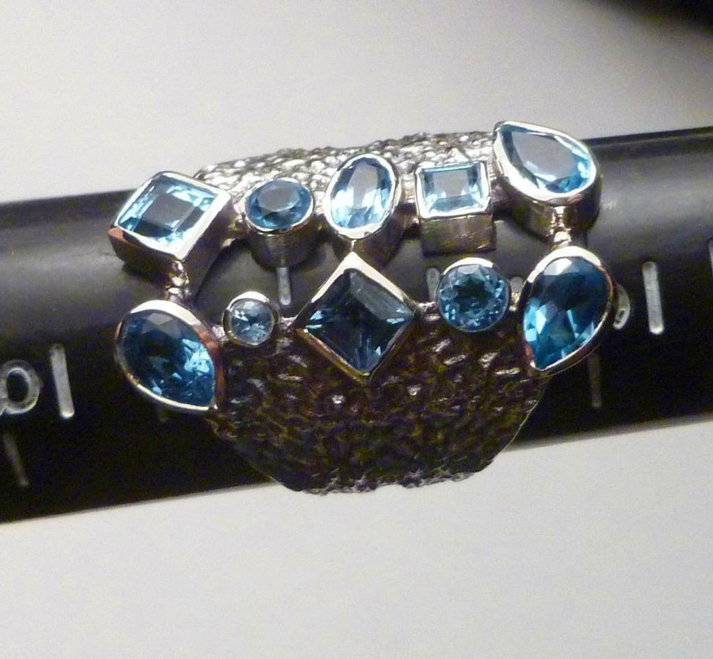 2.6 Carat Genuine SWISS BLUE TOPAZ .925 SILVER RING Sz7