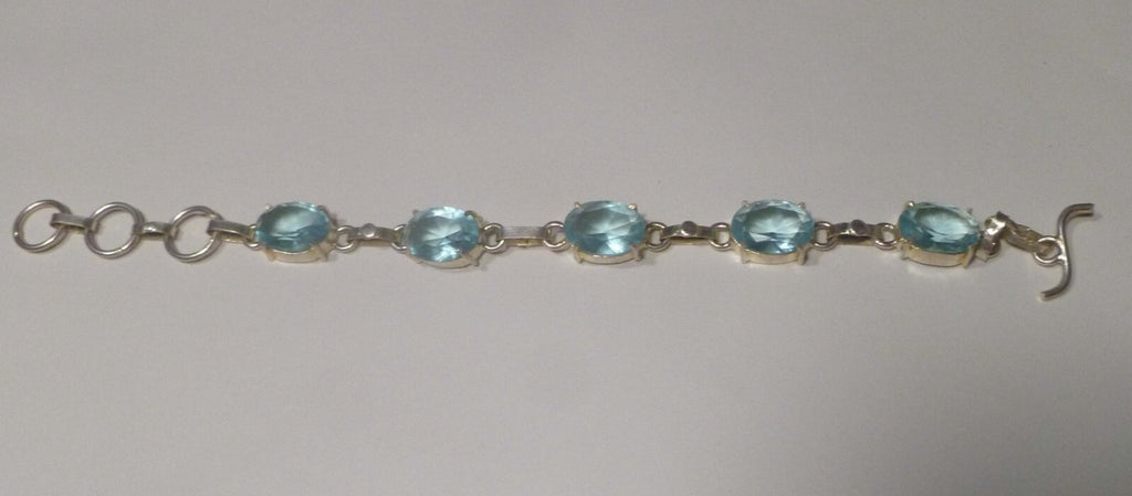 Minimalist BLUE TOPAZ bracelet Sterling Silver 925 7" inside