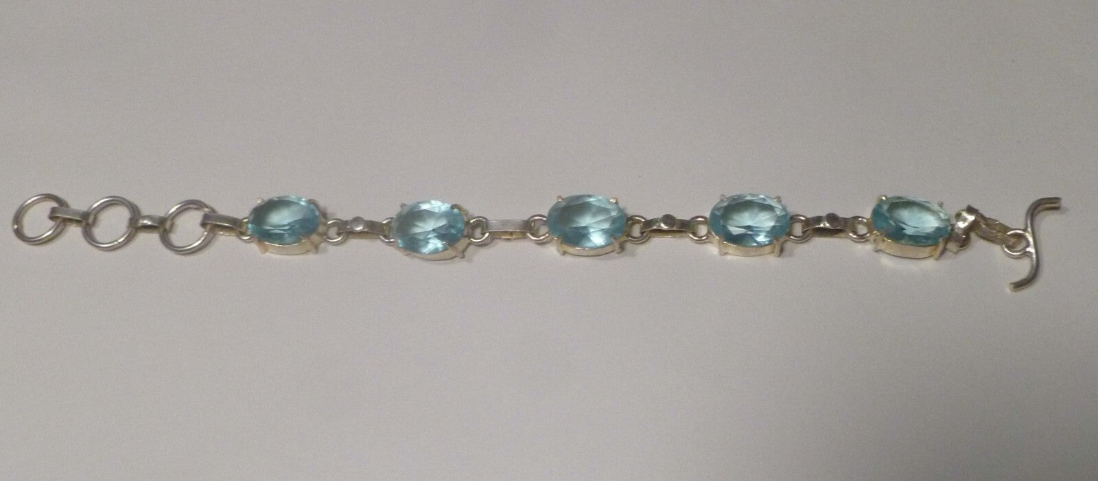 Minimalist BLUE TOPAZ bracelet Sterling Silver 925 7" inside