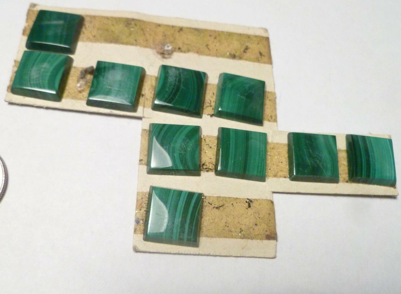 Lot of 2 (PAIR) Banded Malachite Cabochons 12mm Square