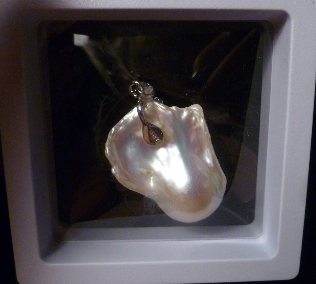 LARGE Metallic White Baroque Cultured Freshwater Pearl Enhancer Sterling Silver