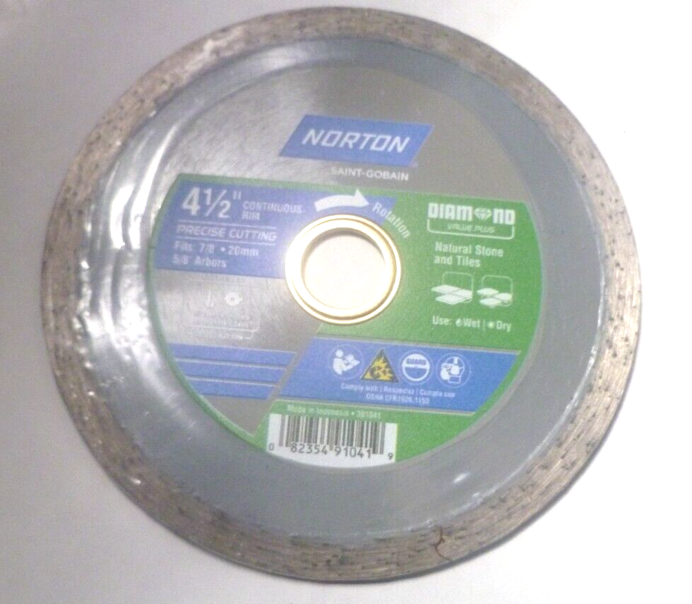Norton 4 1/2” Diamond Blade NEW Tile Stone Wet or Dry