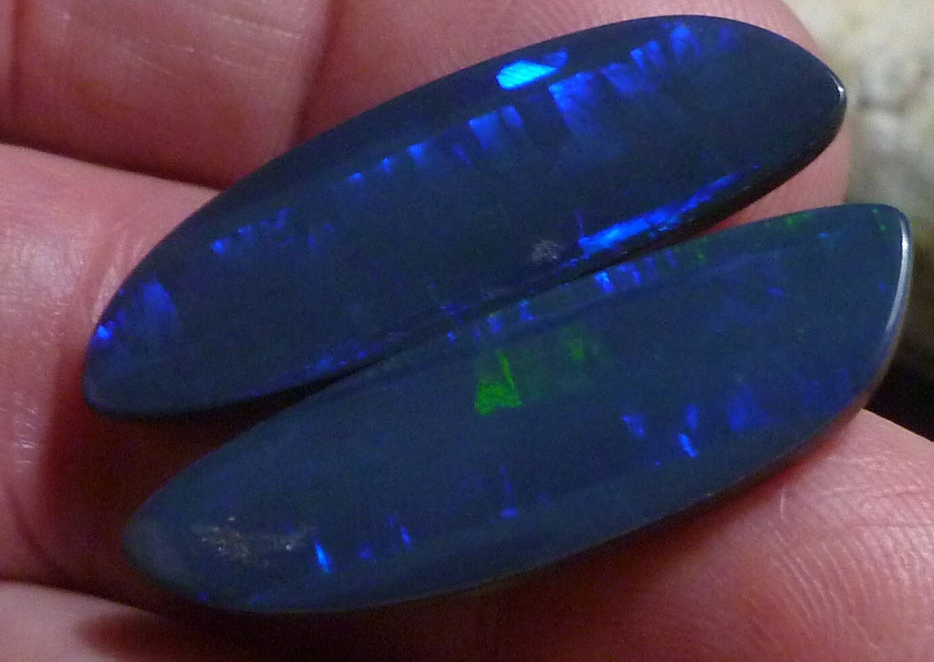 Australian BLACK Boulder Opal Pair 4Earrings 19.75ct Queensland Natural 33x11mm