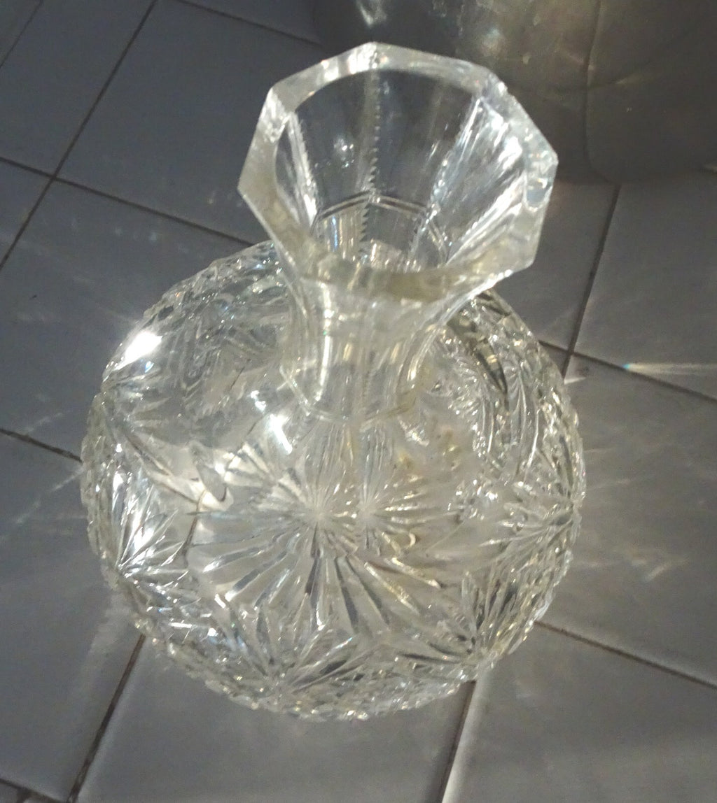 Lot of 3 American Brilliant Cut Glass ABP Decanter & 2 Bowls Circa 1900