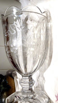 Heisey Glass Vase,  Etched Flowers, United States 7.5" tall