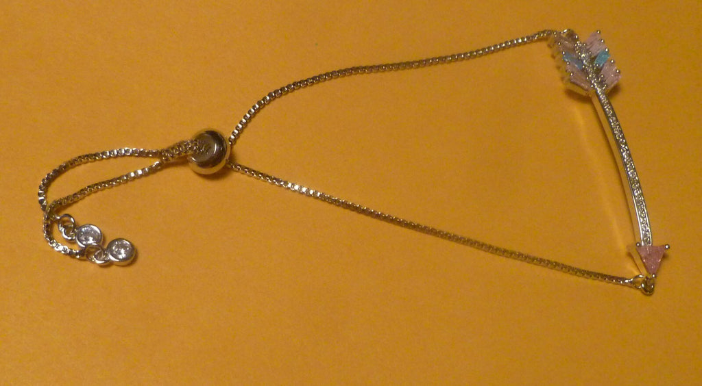 ARROW Silver EP BRACELET adjustable slide closure Topaz Ends