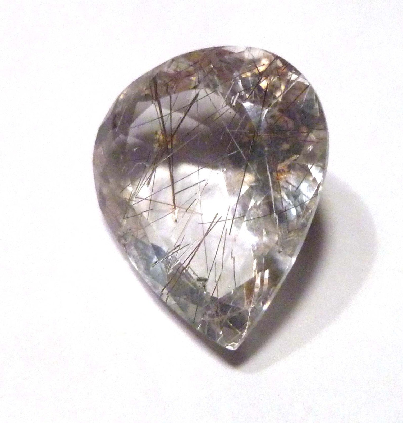 7x6.7mm Pear Natural Needles Rutile Quartz Gemstone, Brazil 39.30cts