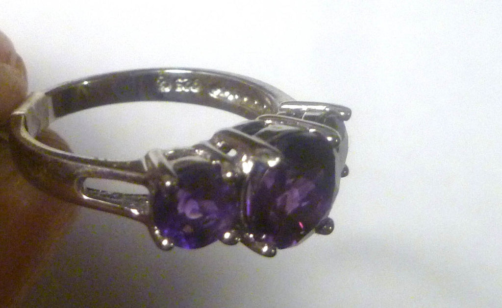 Minimalist Faceted Purple Round Cut Amethyst Ring 925 Sterling Sz 6 Brazil