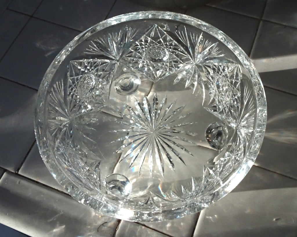 Lot of 3 American Brilliant Cut Glass ABP Decanter & 2 Bowls Circa 1900