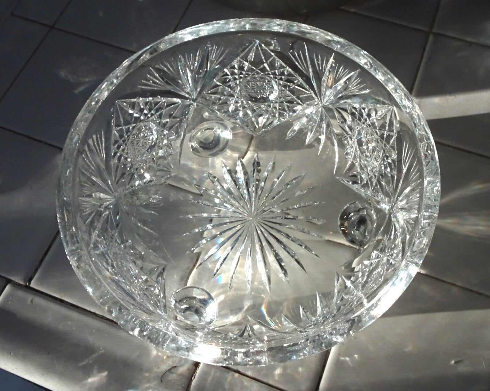 Lot of 3 American Brilliant Cut Glass ABP Decanter & 2 Bowls Circa 1900