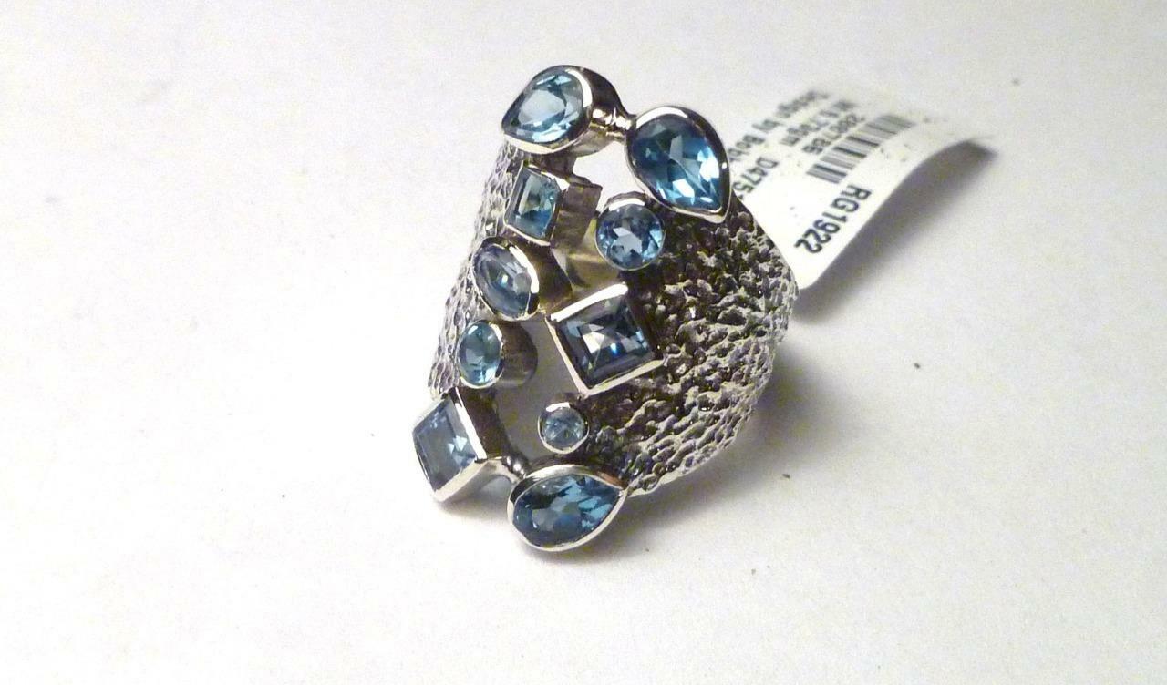 2.6 Carat Genuine SWISS BLUE TOPAZ .925 SILVER RING Sz7