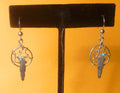 Vintage Sterling Silver Dreamcatcher Earrings With Turquoise Bead And Feather