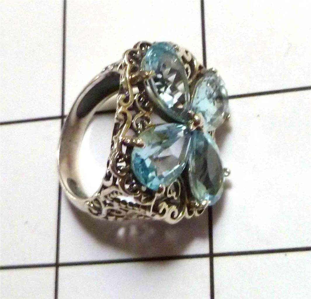 Swiss Blue Topaz Sterling SILVER .925 RING Size 9 Pear Shape Gems