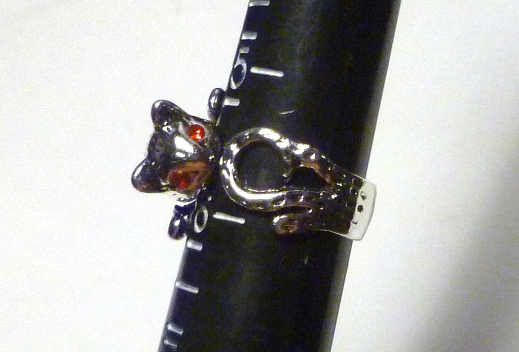 CUTE! Kitty Animal Cat Ring Adjustable Sz 4 to 9 Wrap Around Ring Kitten 