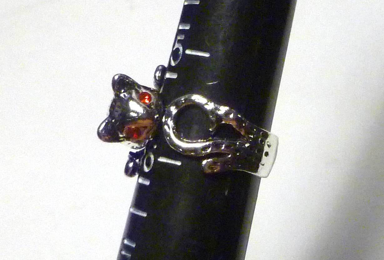 CUTE! Kitty Animal Cat Ring Adjustable Sz 4 to 9 Wrap Around Ring Kitten 